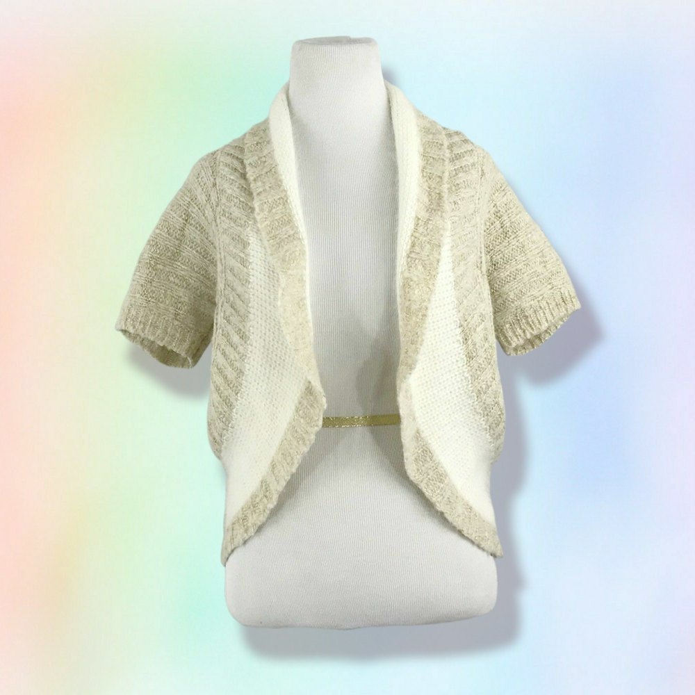 Anthropologie Sleeping On Snow Cardigan Shrug Small Metallic Angora Wool‎ Blend